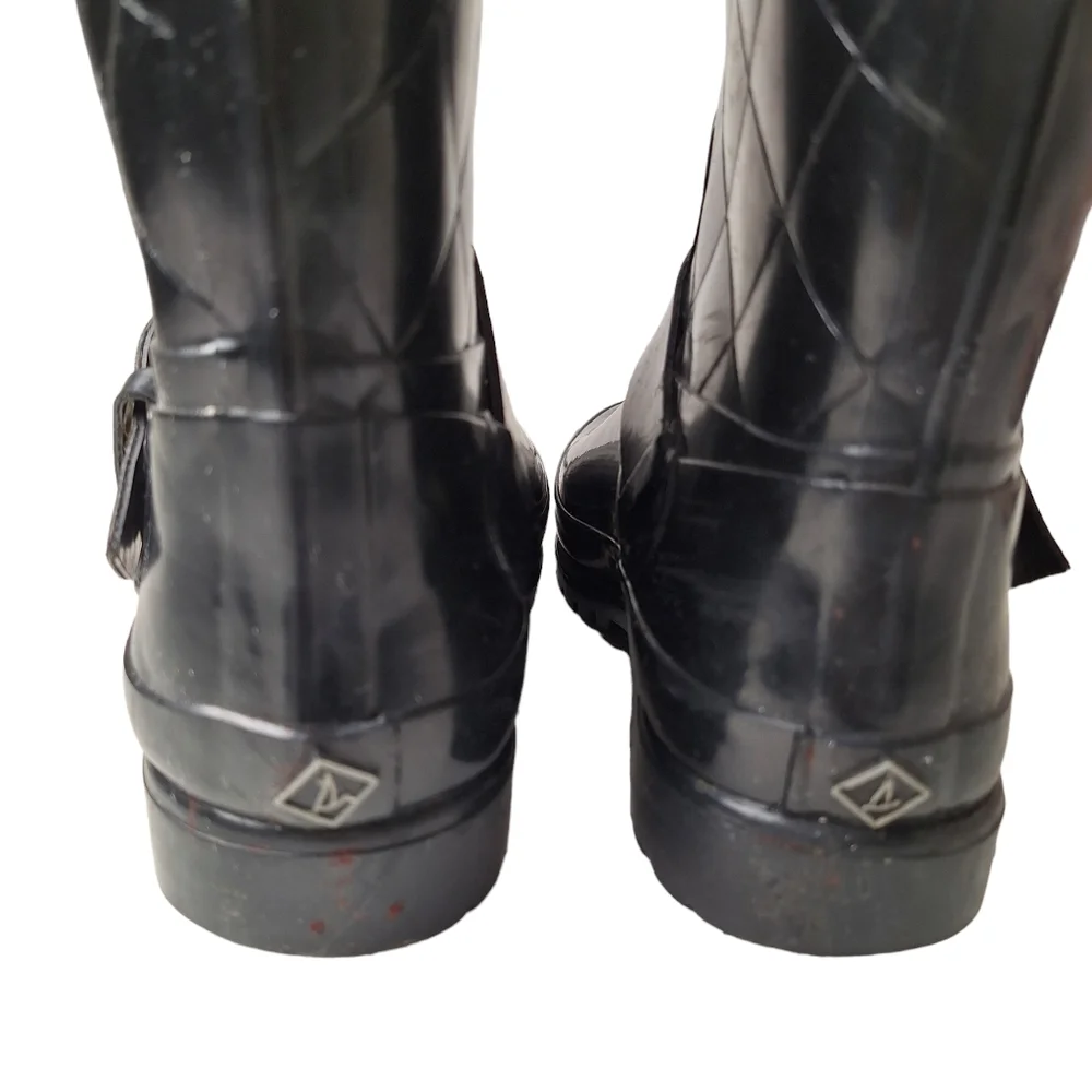 Sperry Topsider Falcon Rubber Black Rain Boots‎